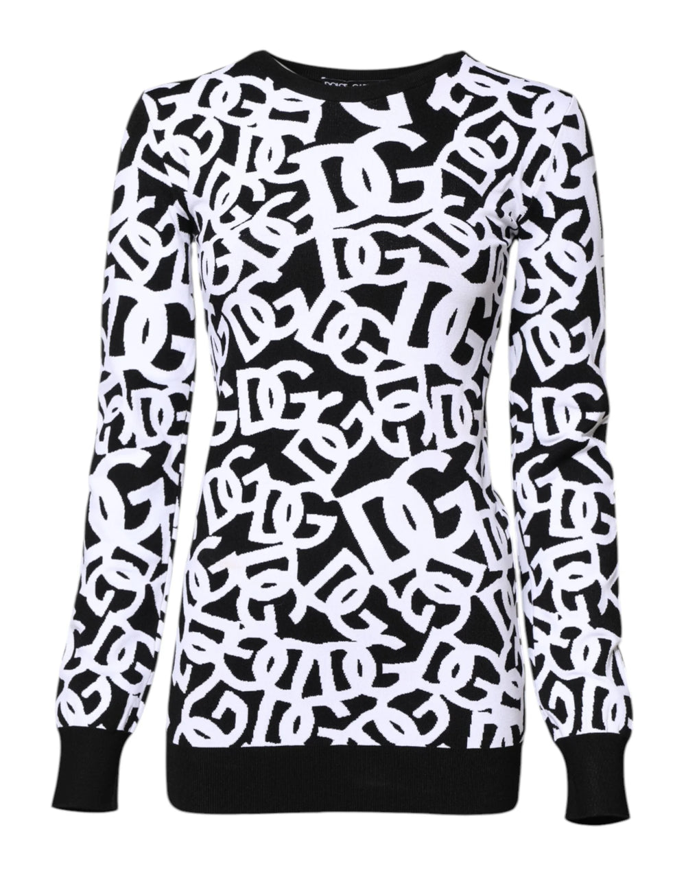 Dolce & Gabbana Black White Logo Print Women Pullover Sweater - IT40|S - Sweaters
