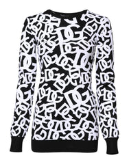 Dolce & Gabbana Black White Logo Print Women Pullover Sweater - IT40|S - Sweaters