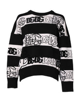 Dolce & Gabbana Black White Logo Print Wool Pullover Sweater - IT40|S - Sweaters