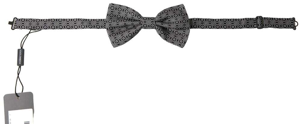Dolce & Gabbana Black White Pattern Adjustable Neck Papillon Bow Tie - Neckties