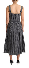 Dolce & Gabbana Black White Pattern Cotton A-Line Dress - IT44|L - Dresses