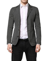 Dolce & Gabbana Black White Patterned Men Suit Coat Blazer - IT44 | XS - Sport Jackets