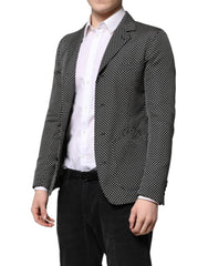 Dolce & Gabbana Black White Patterned Men Suit Coat Blazer - IT44 | XS - Sport Jackets