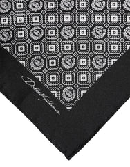 Dolce & Gabbana Black White Patterned Square Foulard Scarf - Scarves & Shawls