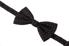 Dolce & Gabbana Black White Polka Dot 100% Silk Neck Papillon Tie - Neckties