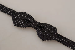 Dolce & Gabbana Black White Polka Dot Adjustable Neck Papillon Bow Tie - Neckties