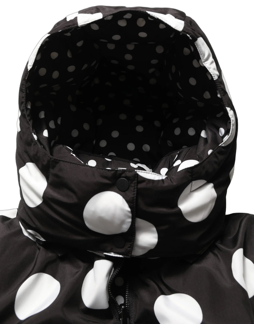 Dolce & Gabbana Black White Polka Dot Hooded Blouson Jacket
