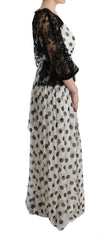 Dolce & Gabbana Black White Polka Dotted Floral Dress - IT40|S - Dresses