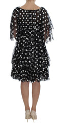 Dolce & Gabbana Black White Polka Dotted Ruffled Dress - IT40|S - Dresses