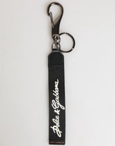 Dolce & Gabbana Black White Polyester DG Logo Silver Men Keychain Keyring - Keychains