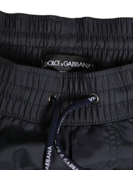 Dolce & Gabbana Black White Polyester Logo Elastic Waistband Swimwear - IT4 | S - Swim Boxers