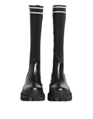 Dolce & Gabbana Black White Polyester Socks High Boots Shoes - EU39/US8.5 - Boots
