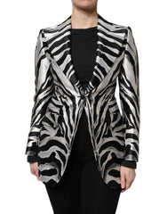 Dolce & Gabbana Black White Polyester Women Blazer Jacket - Sport Jackets