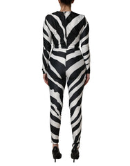 Dolce & Gabbana Zwart Wit Poliéster Zebra Patroon Overalpak - IT44 | L
