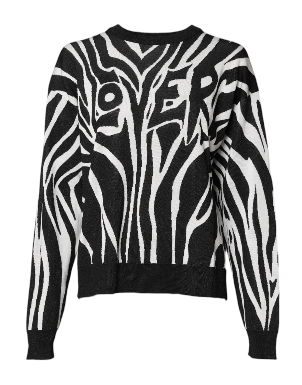 Dolce & Gabbana Black White Print Women Pullover Sweater - IT40|S - Sweaters
