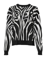 Dolce & Gabbana Black White Print Women Pullover Sweater - IT40|S - Sweaters