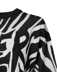 Dolce & Gabbana Black White Print Women Pullover Sweater - IT40|S - Sweaters