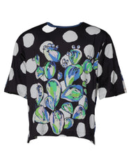 Dolce & Gabbana Black White Printed Cotton Crew Neck T-shirt - IT52 | XL - T-Shirts
