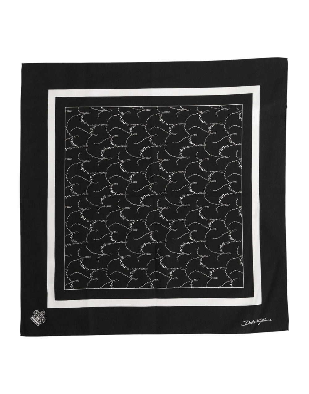 Dolce & Gabbana Black White Printed Square Foulard Scarf - Scarves & Shawls