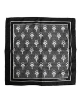 Dolce & Gabbana Black White Printed Square Foulard Scarf - Scarves & Shawls