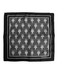 Dolce & Gabbana Black White Printed Square Foulard Scarf - Scarves & Shawls