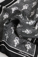 Dolce & Gabbana Black White Printed Square Foulard Scarf - Scarves & Shawls