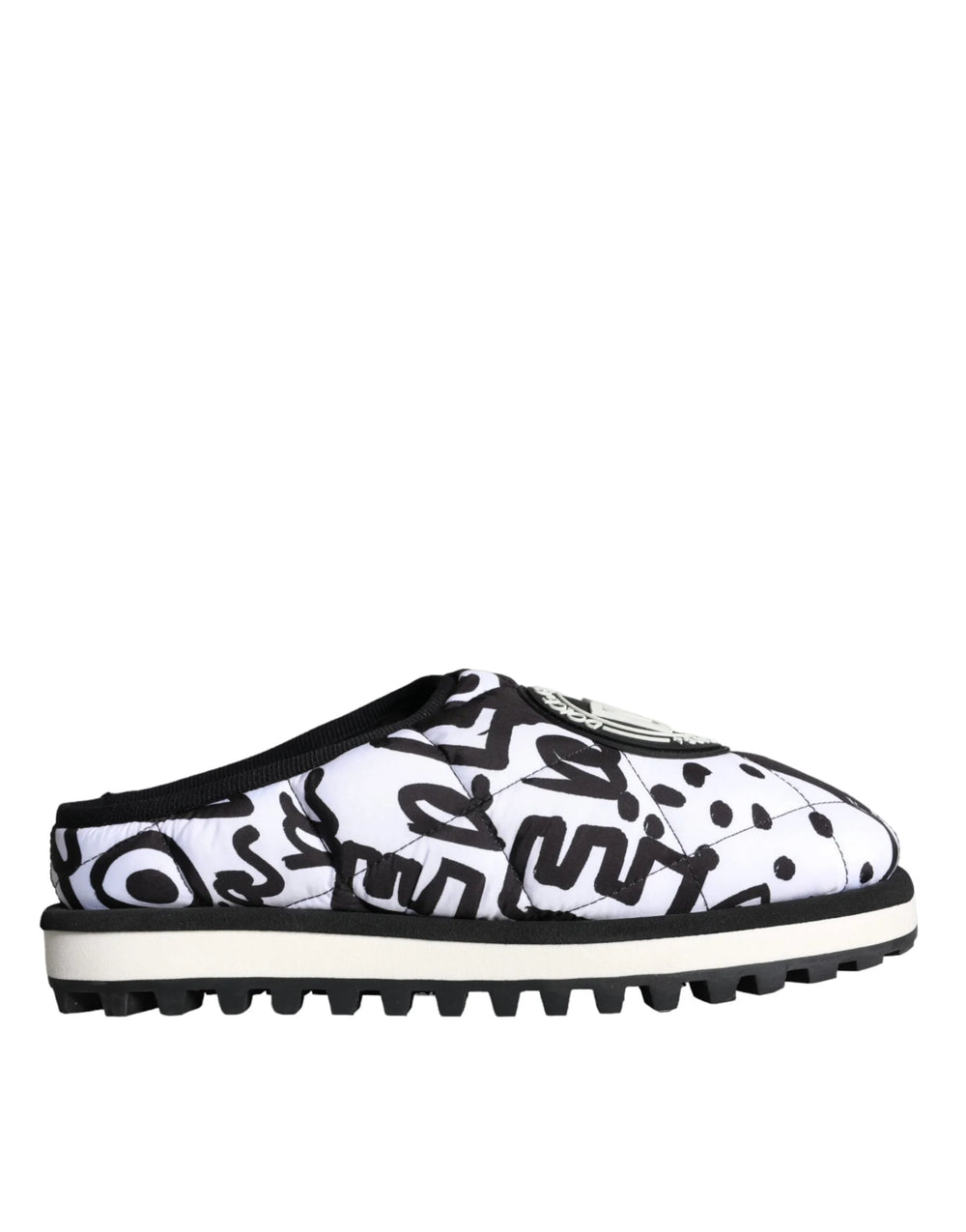 Dolce & Gabbana Black White Quilted Logo Sandals Slides Shoes - EU44/US11 - Sandals