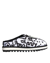 Dolce & Gabbana Black White Quilted Logo Sandals Slides Shoes - EU44/US11 - Sandals