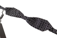 Dolce & Gabbana Black White Round 100% Silk Neck Papillon Tie - Neckties