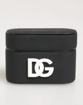 Dolce & Gabbana Black White Rubber Embossed Logo Accessory Airpods Case - Headphone Carrying Cases