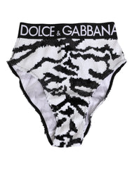 Dolce & Gabbana Black White Sequin High Waist Panty Underwear - IT2 | S - Briefs