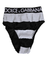Dolce & Gabbana Black White Sequin High Waist Panty Underwear - IT2 | S - Briefs