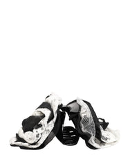 Dolce & Gabbana Black White Silk Floral Lace Crystal Accessory Hair Claw