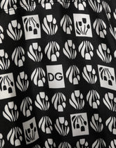 Dolce & Gabbana Black White Silk Men Wrap Robe Coat Jacket - IT48 | M