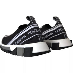 Dolce & Gabbana Black White Slip On Sorrento Sneakers Shoes - Sneakers