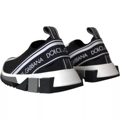 Dolce & Gabbana Black White Slip On Sorrento Sneakers Shoes - EU 39.5 | US 6.5