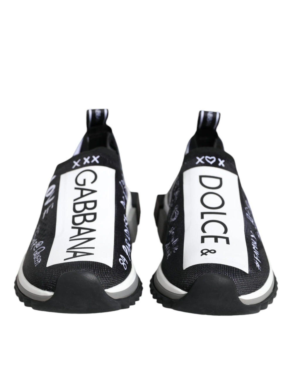 Sneakerși Dolce & Gabbana Negri Albi Sorrento cu talpă joasă