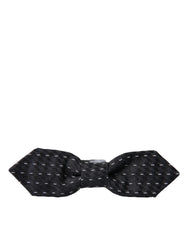 Dolce & Gabbana Black White Stitched Silk Men Neck Bow Tie - Neckties