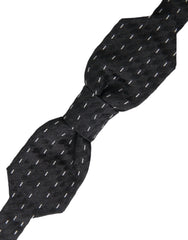 Dolce & Gabbana Black White Stitched Silk Men Neck Bow Tie - Neckties
