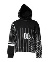 Dolce & Gabbana Black White Stripe Hooded Sweatshirt Sweater - IT50 | L - Hoodies