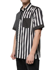 Dolce & Gabbana Black White Striped Button Down Casual Shirt - Shirts