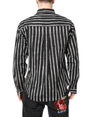 Dolce & Gabbana Black White Striped Cotton Dress Shirt - IT41 | L - Shirts