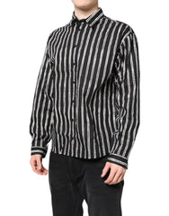 Dolce & Gabbana Black White Striped Cotton Dress Shirt - IT41 | L - Shirts