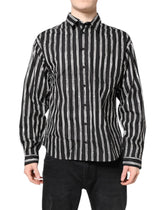 Dolce & Gabbana Black White Striped Cotton Dress Shirt - IT41 | L - Shirts