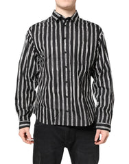 Dolce & Gabbana Black White Striped Cotton Dress Shirt - IT41 | L - Shirts