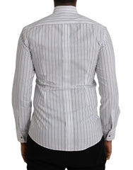 Dolce & Gabbana Black White Striped Formal Dress GOLD Shirt - IT38 | XS - Shirts