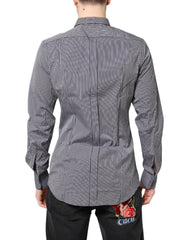 Dolce & Gabbana Black White Striped GOLD Formal Dress Shirt - Shirts