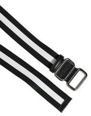 Dolce & Gabbana Black White Striped Metal Buckle Men Belt - Belts