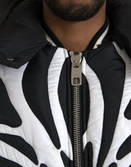 Dolce & Gabbana Black White Stripes Hooded Puffer Jacket - IT52 | XL - Puffer Jackets