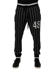 Dolce & Gabbana Black White Stripes Jogger Sweatpants Pants - IT52 | XL - Joggers